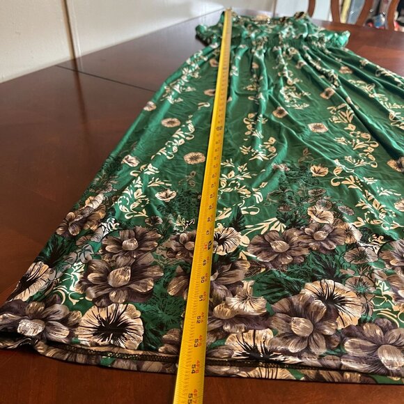 Jon & Anna Green Maxi Dress Beaded Neckline Floral Sleeveless Elastic Waist 3X - Picture 12 of 14